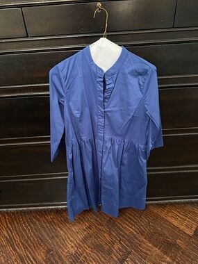 Tuckernuck Blue Mandarin Collar Button-Front Shirt Dress